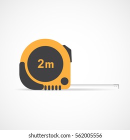 Tape-line isolated on the white background. Vector illustration. Orange measure roulette. Roulette construction symbol.
