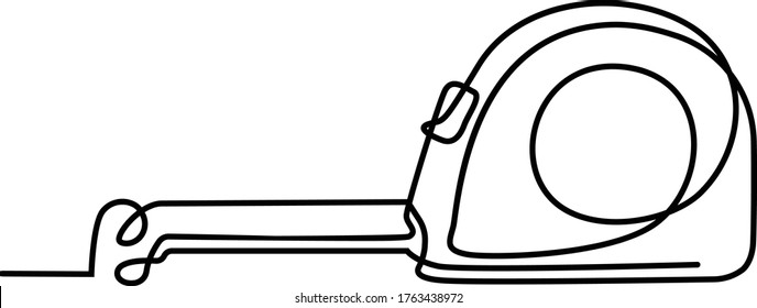 Tape-measure continuous one line vector illustration minimalism style
