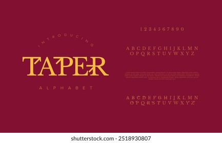 Taper creative modern geometric urban alphabet font. Digital abstract futuristic, game, techno, robot, music, logo, sport, minimal technology typography. Simple numeric vector illustration