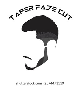 taper fade hair cut silhouette flat vector illustration.