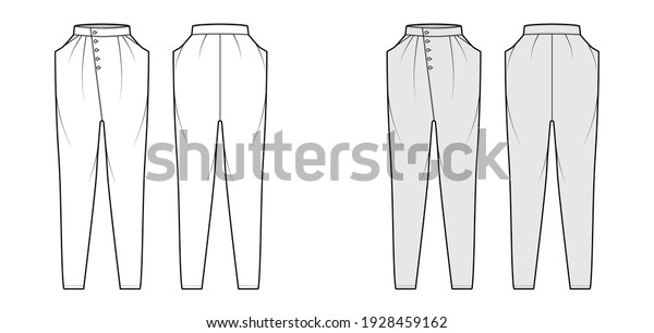 Tapered Baggy Pants Technical Fashion Illustration Stock Vector ...