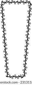 Tapered Baguette frame spiral leaves wreath vector border floral photo frame black botanical branches decoration wedding anniversary birthday new year newborn Christmas valentine winner award