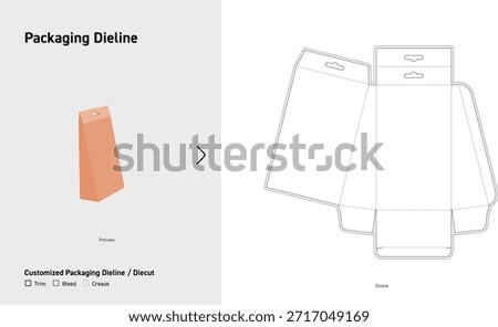 Tapered Hanging Display Box Dieline Retail Product Packaging with Euro Slot