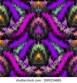 Patrón colorido y sin costuras. Fondo de estilo bordado texturizado. Vector grunge bello fondo. Hermosas líneas digitales de zigzag de medio tono. Diseño abstracto. Grunge una textura interminable.