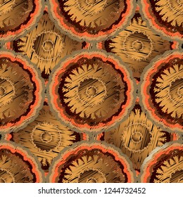 Tapestry floral abstract vector mandala seamless pattern. Ornamental textured background. Decorative embroidered ethnic style flowers ornament. Grunge backdrop. Embroidered patterned mandala design