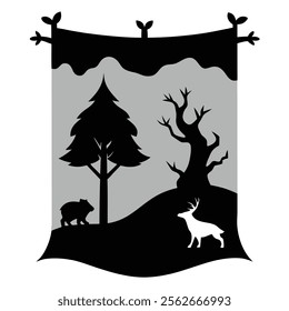 Tapestry Silhouette Line Art Trendy Icons, Logos Cliparts