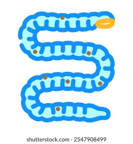 Icono de color del parásito de la tenia. Vector del parásito de la tenia. ilustración aislada del símbolo