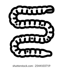 Vector de icono de línea de parásito de tenia. signo de parásito de tenia. símbolo de contorno aislado ilustración negra