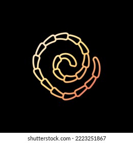 Tapeworm vector Parasites concept yellow linear icon or logo element on dark background 