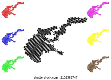 Tapi district (Gujarat State, Republic of India) map vector illustration, scribble sketch Tapi map