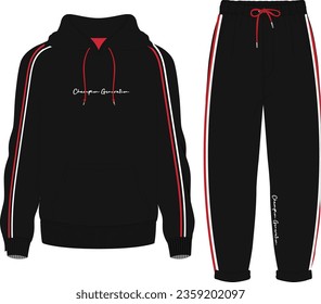 taping hoodie and sweatpants template 
hoodie and sweat pants sketches 
cotton cord
embroidery chest print
waist hem 
street wear sets
 svg