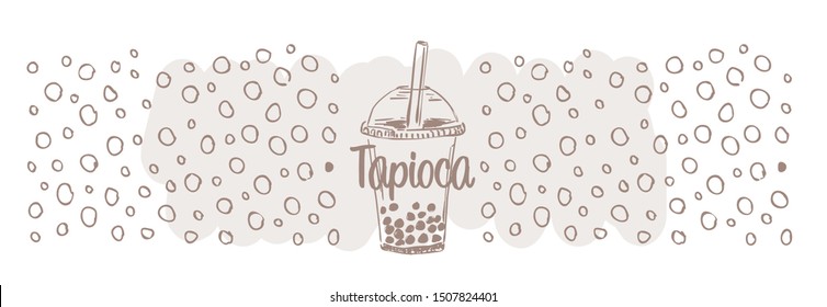 Tapio a milk bubble tea drink set sketch