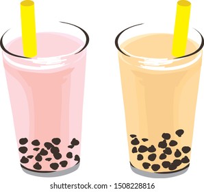 tapioca balls milk tea vector illustration 