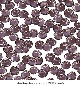 Tapioca black pearls bubble milk tea seamless pattern isolated on white background. Taiwanese tea-based drink with chewy tapioca ball. The Bubble Tea is Taiwanese famous and popular drink. Vector