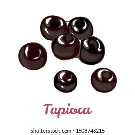 Tapioca black pearls for bubble tea isolated on white background. Vector illustration of Tapioca balls In cartoon simple flat style.