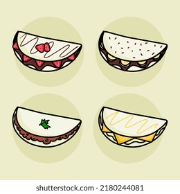 Tapioca design set. Brazillian tipical food. Brazilian food. Tacos.
