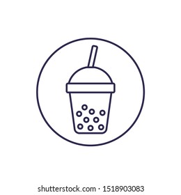 tapioca drink line icon on white