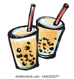 It is a tapioca milk tea popular in Japan