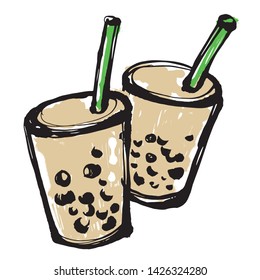 It is a tapioca milk tea popular in Japan