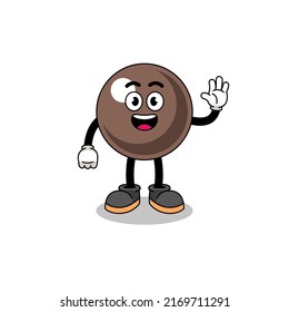 tapioca pearl cartoon doing wave hand gesture , character design