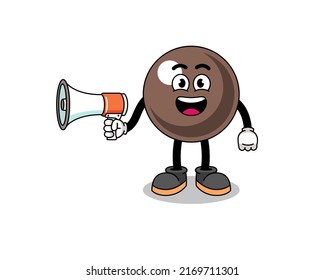 tapioca pearl cartoon illustration holding megaphone , character design