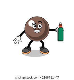 tapioca pearl illustration cartoon holding mosquito repellent , character design