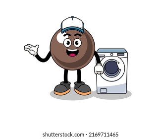 tapioca pearl illustration as a laundry man , character design