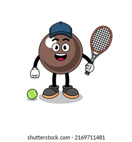 tapioca pearl illustration as a tennis player , character design