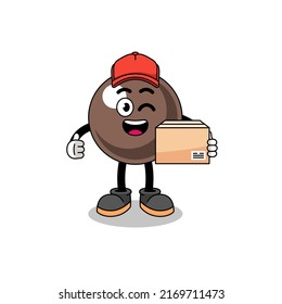 tapioca pearl mascot cartoon as an courier , character design