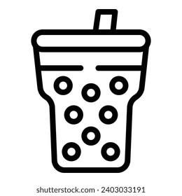 Tapioca pearls drink icon outline vector. Taiwanese iced tea. Milky tea smoothie