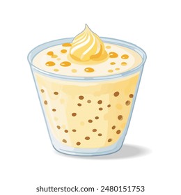 Tapioca Pudding icon on white background. Happy Tapioca Pudding Day, july 15. Calendar of july month on workplace. Cartoon vector illustration. Sweet asian food isolated icon.