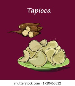 Tapioca Root With Chips Vector Illustration