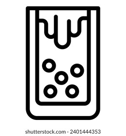 El almidón de tapioca burbuja el vector de contorno del icono. Té lechoso Boba. Bebida refrescante desecable