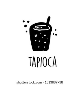 Tapioca. Vector hand drawn illustration of popular bubble tea