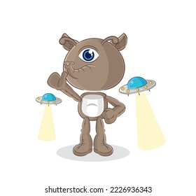 the tapir alien cartoon mascot vector