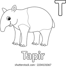 Tapir Animal Alphabet ABC Isolated Coloring Page T