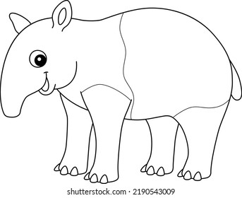 Tapir Animal Isolated Coloring Page for Kids