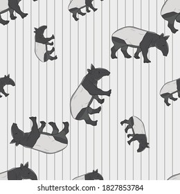 Tapir Animal Seamless Vector Pattern Design Background