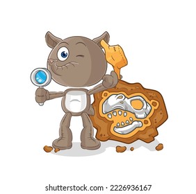 the tapir archaeologists with fossils mascot. cartoon vector