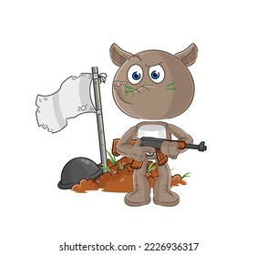 the tapir army character. cartoon mascot vector