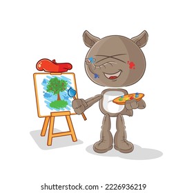 the tapir artist mascot. cartoon vector