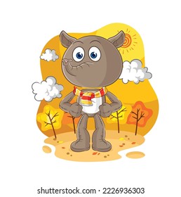 the tapir in the autumn. cartoon mascot vector