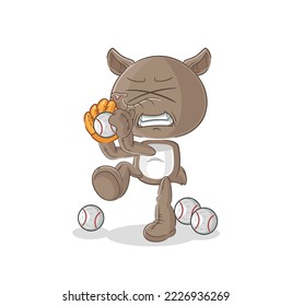 the tapir baseball pitcher cartoon. cartoon mascot vector