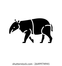 ícone plano preto da anta para projetos digitais e de impressão. Animais sul-americanos. Ícones mínimos de limpeza para aplicativos e sites. Ícones simples modernos para UI UX e branding