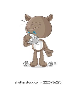 the tapir blowing nose character. cartoon mascot vector