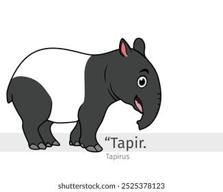 Ilustração do Tapir Cartoon. animais selvagens isolados. Coleção de desenhos animados de animais. Caractere Tapir Cartoon