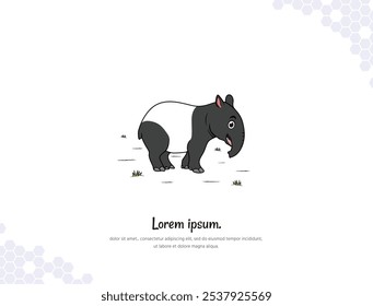 Tapir Cartoon arte vetorial para decoração de parede paisagem. ilustração vetorial imagem simples. coleção de ilustrações de desenhos animados animais. para decoração de sala, eventos, etc