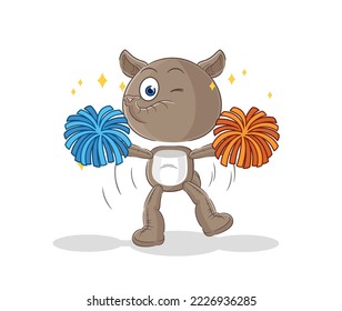 the tapir cheerleader cartoon. cartoon mascot vector