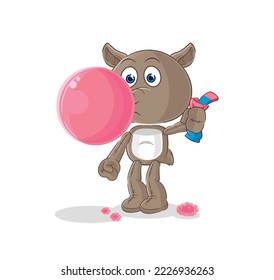 the tapir chewing gum vector. cartoon character