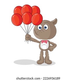 the tapir clown with balloons vector. cartoon character